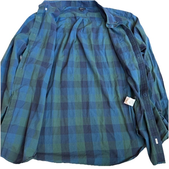 L.L. Bean Cotton Long Sleeve Green Blue Plaid Check Tartan Button Up Women’s L - Picture 3 of 8